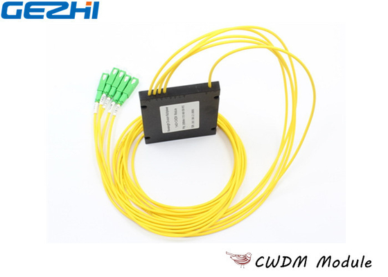 สีเหลือง 1x4 CWDM Mux Demux ABS ประเภท 1270 - 1610nm ความยาวคลื่นสำหรับการตรวจสอบสาย