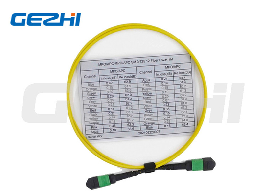 ซื้อ สายเคเบิลแพทช์ไฟเบอร์มัลติโหมด 12 ชุดสายเคเบิล OS2 หญิง 9/125 MPO online manufacture