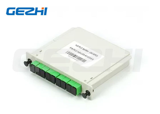ซื้อ 1x8 SC / APC โหมดเดี่ยว G657A1 LGX Cassette PLC Splitter พร้อมการสูญเสียการแทรกต่ำและการออกแบบที่กะทัดรัดสำหรับ FTTx การผลิตออนไลน์