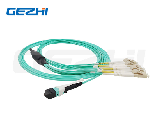 ซื้อ MPO To LC 8 ไฟเบอร์ OM3 50/125 มัลติโมด MPO-8 LC ไฟเบอร์ออปติก แพทช์คอร์ด Breakout Cable online manufacture