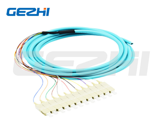 ซื้อ 12 คอร์ สายไฟเบอร์ออปติก Pigtail SC PC Multimode OM3 การกระจายสายไฟเบอร์ออปติก Pigtails 0.9mm สําหรับการส่งข้อมูล online manufacture