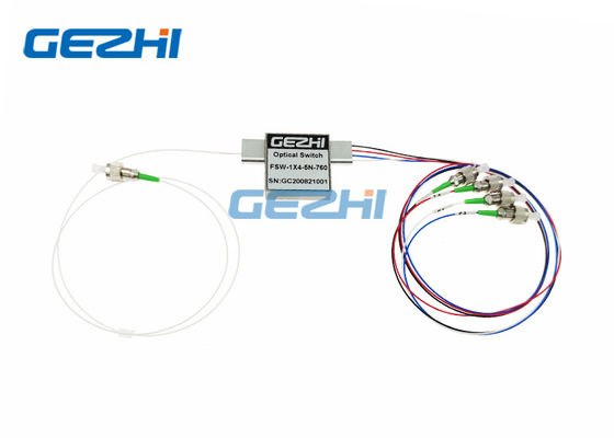 ซื้อ ไฟที่มองเห็นได้ 760nm สวิตช์ไฟเบอร์ออปติก 1x4 ขั้วต่อ FC / APC online manufacture