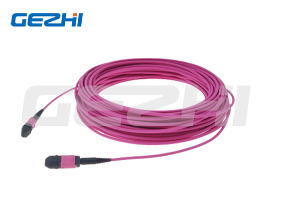 FTTH ผลิตภัณฑ์หลายโหมด MPO OM4 ความยาวของสายแพตช์สามารถปรับแต่งได้ การสูญเสียการแทรก