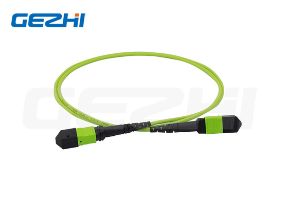 สายเคเบิลลำตัวหญิง MPO 12 แกน MM OM5 3.0 มม. สีเขียวมะนาว LSZH ขั้ว A / B