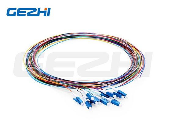 1m 3ft Fiber Optic Pigtail Single Mode Lc Upc 12 สายใย Os2 เปิดเสื้อ มีรหัสสี