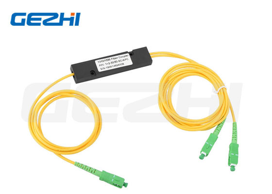 เครื่องแยกไฟเบอร์ออปติกส์ OEM ด้วยเครื่องเชื่อม SC/APC 1x2 Split Ratio สําหรับเครื่องแยกไฟเบอร์ PLC แบบเดียว