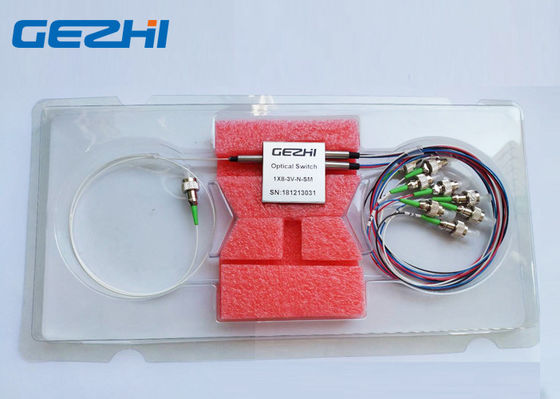Opto Mechanical ขนาดเล็ก 1x8 สวิตช์ไฟเบอร์ออปติกชนิดสลัก