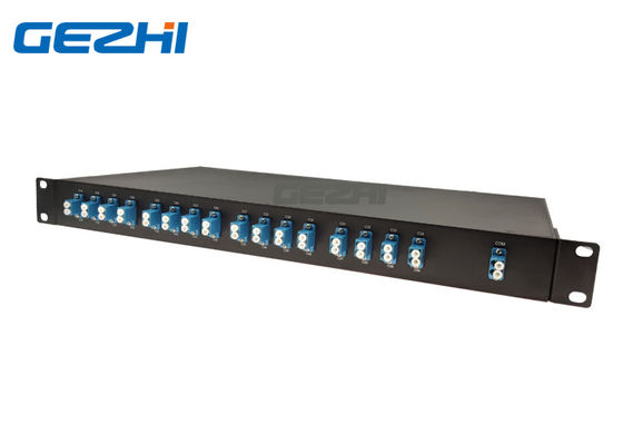 1U 19 นิ้วแร็คเมาท์เครือข่ายคู่ไฟเบอร์ 1x16 DWDM Mux Demux
