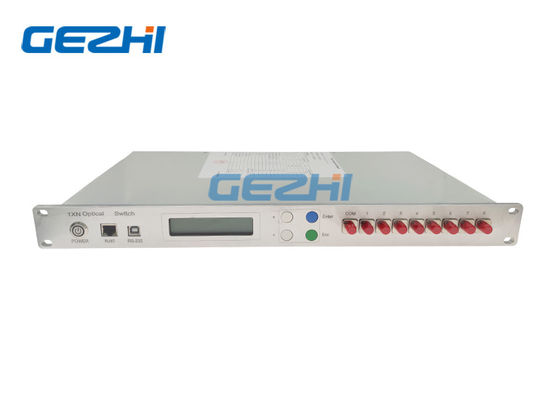 1100nm RS232 ควบคุม 1x8 มูลติโมดออปติกส์สวิตช์โมดูลใน 19 